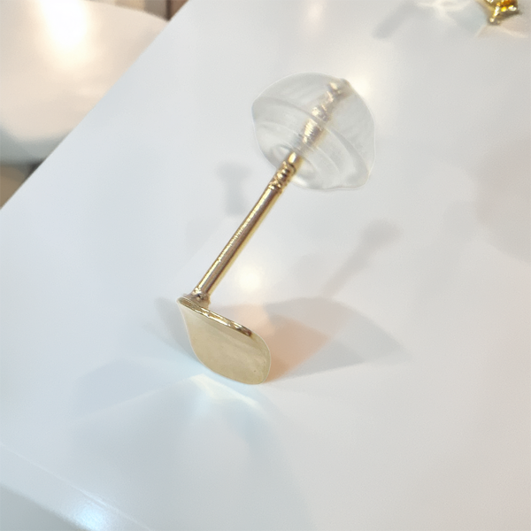 10金 本物 ゴールド 10K ニュアンススクエア ピアス シンプル Hana and Ruri 四角 カーブ シリコンキャッチ