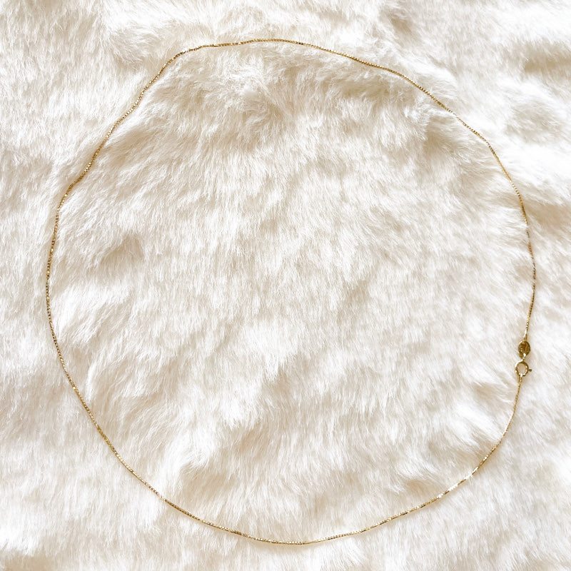 ARTAUM 14K ゴールド ネックレス Boxチェーン 0.6mm 50cm メンズ レディース ユニセックス 本物 シンプル つけっぱなし 保証付き CH257-20