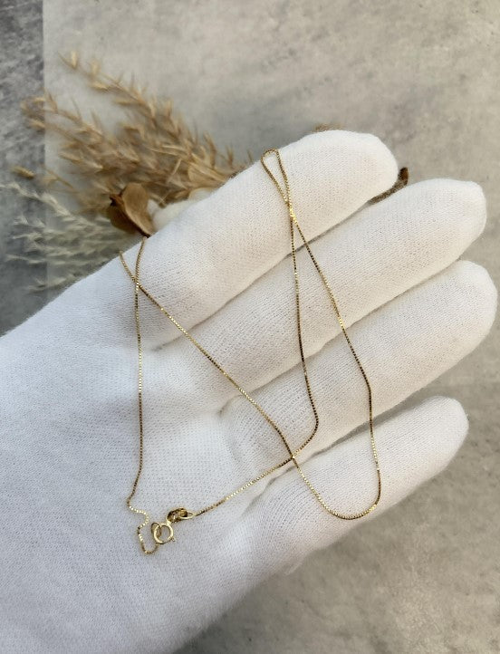 ARTAUM 14K ゴールド ネックレス Boxチェーン 0.5mm 40cm CH258-16 メンズ レディース ユニセックス 本物 つけっぱなし シンプル 保証付き