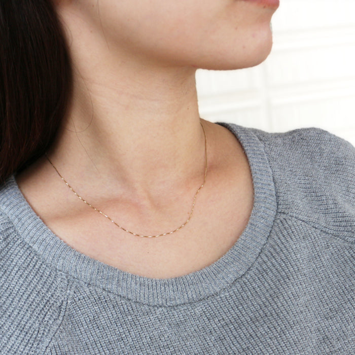 ARTAUM 14K ゴールド ネックレス Boxチェーン 0.5mm 40cm CH258-16 メンズ レディース ユニセックス 本物 つけっぱなし シンプル 保証付き