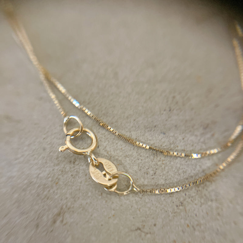 ARTAUM 14K ゴールド ネックレス Boxチェーン 0.5mm 40cm CH258-16 メンズ レディース ユニセックス 本物 つけっぱなし シンプル 保証付き