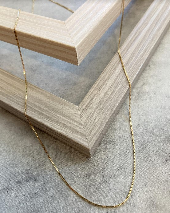 ARTAUM 14K ゴールド ネックレス Boxチェーン 0.5mm 40cm CH258-16 メンズ レディース ユニセックス 本物 つけっぱなし シンプル 保証付き