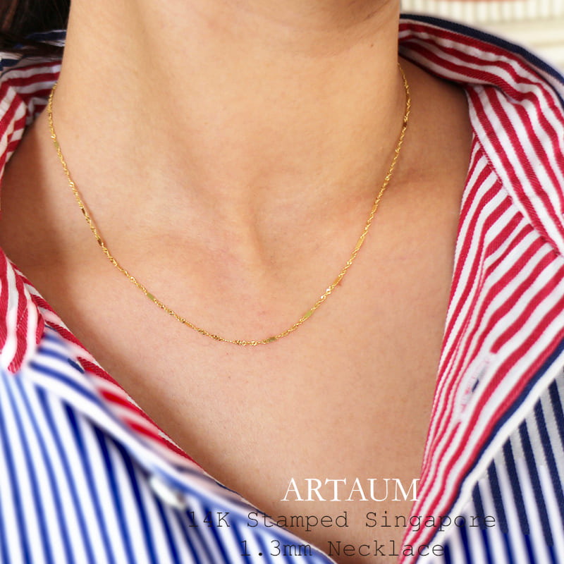 ARTAUM 1.3 mm幅 Stamped Singaporeチェーン ネックレス 40cm CH480-16