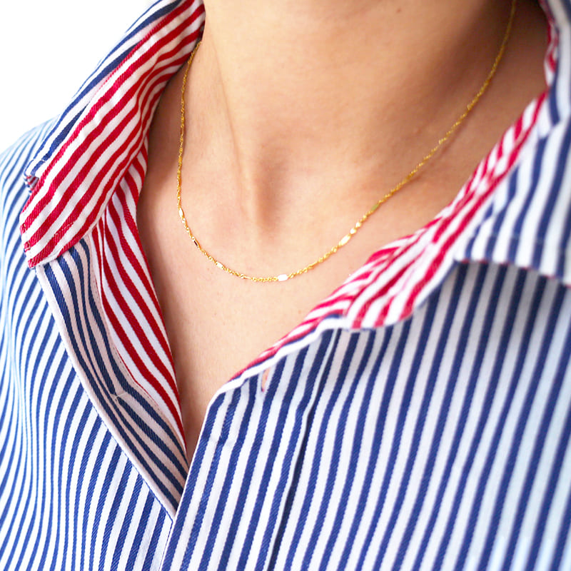 ARTAUM 1.3 mm幅 Stamped Singaporeチェーン ネックレス 40cm CH480-16