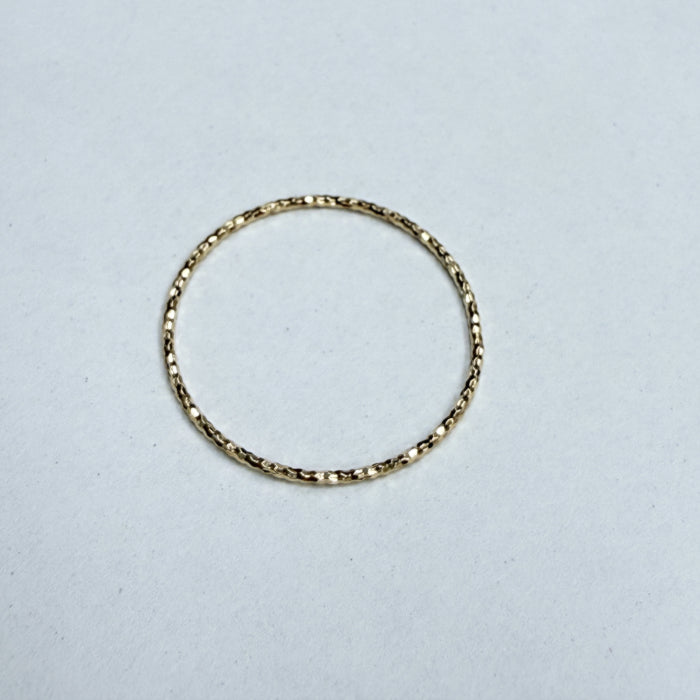 LA直輸入 14K ゴールド リング MTF-3022 スパークル ダイヤカット スタッカブルリング US6 0.75mm 華奢リング 重ね付け ユニセックス 指輪 人気 ギフト保証付