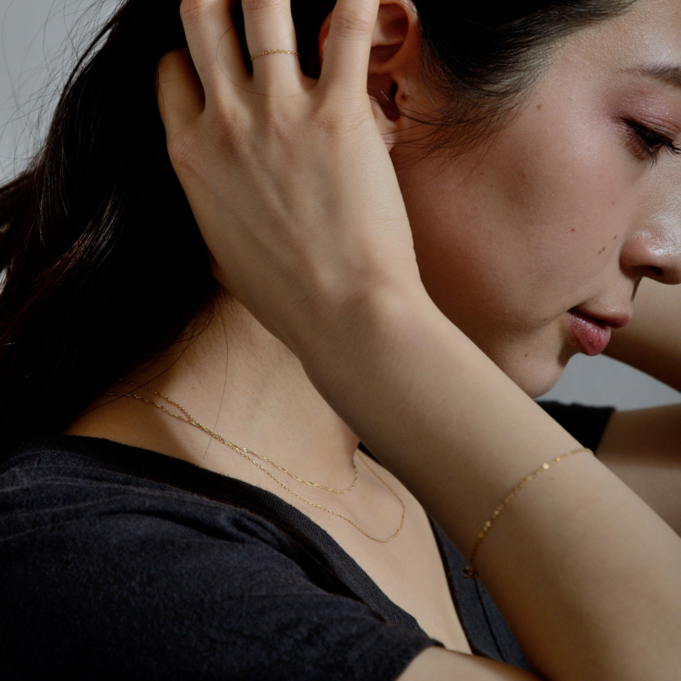 ARTAUM NE042|14K イエローゴールド 1.1mm オーバルリンク ケーブルチェーン ブレスレット 17cm|つけっぱなしOK・資産性のある本物の金・ユニセックス