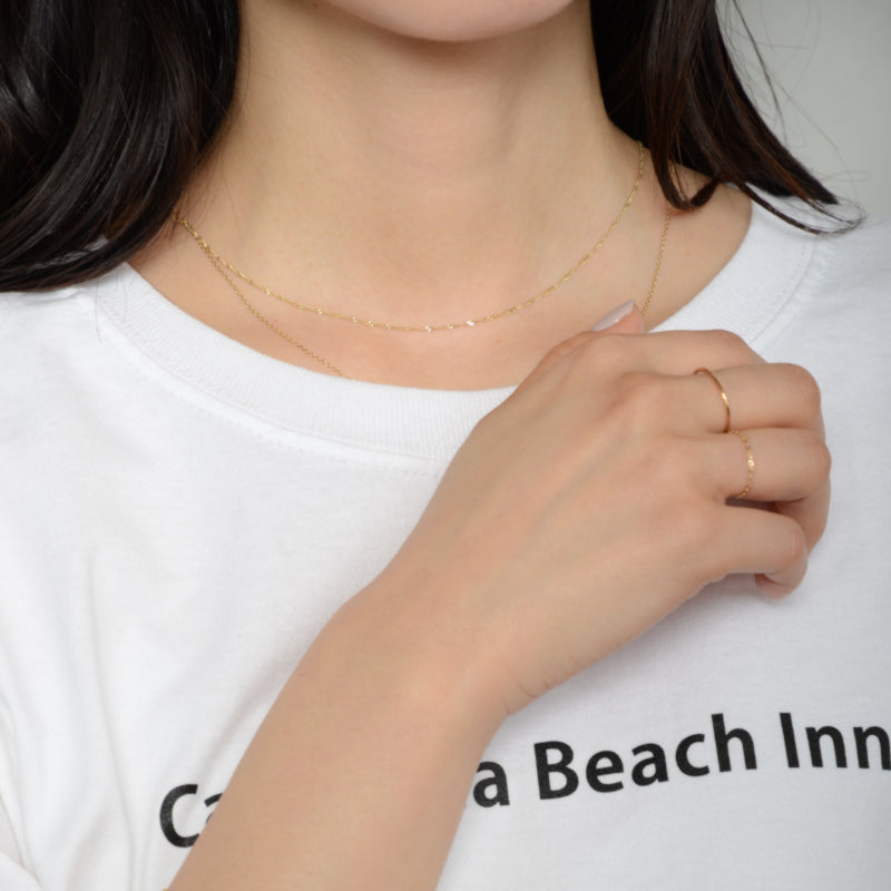 ARTAUM チェーンリング レディース 14K Chain Ring Flat Cable Chain 13号 NE019-13