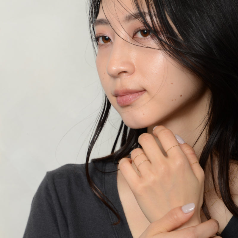 ARTAUM チェーンリング レディース 14K Chain Ring Flat Cable Chain 13号 NE019-13