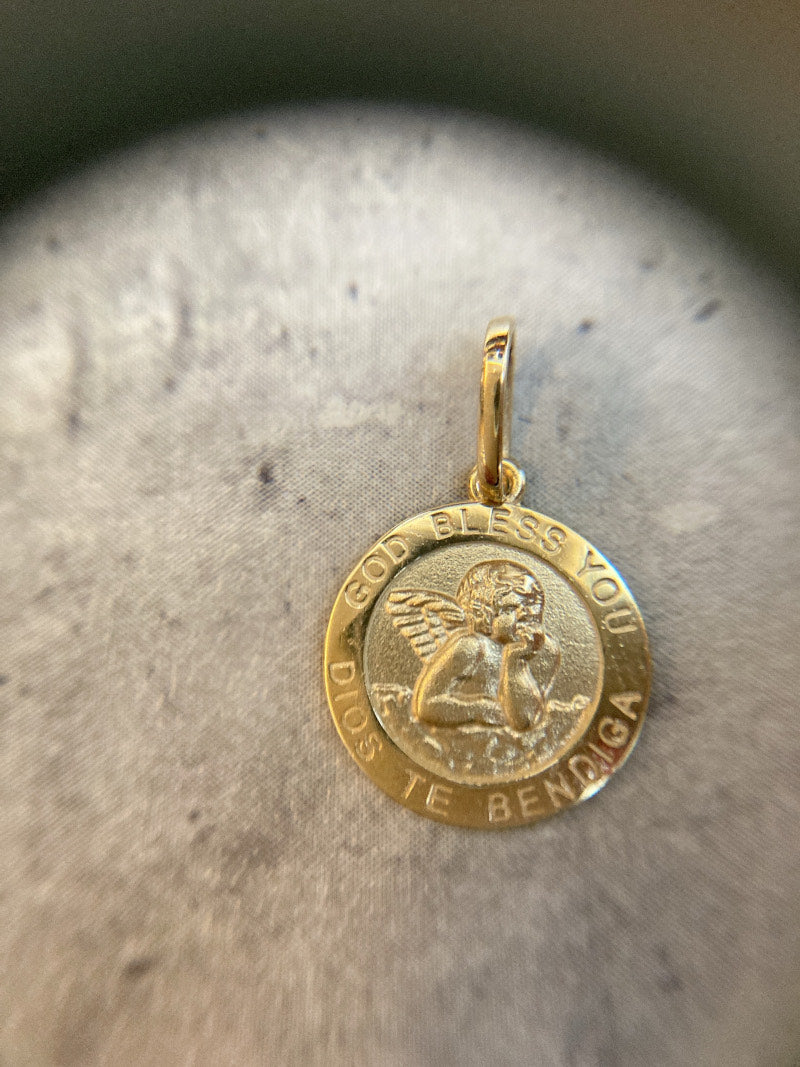 14K エンジェル コイン ペンダントトップ PT2263 ネックレスチャーム ゴールド イエローゴールド シンプル お守り 幸運 レディース メンズ ユニセックス ギフト ARTAUM 輸入セレクト