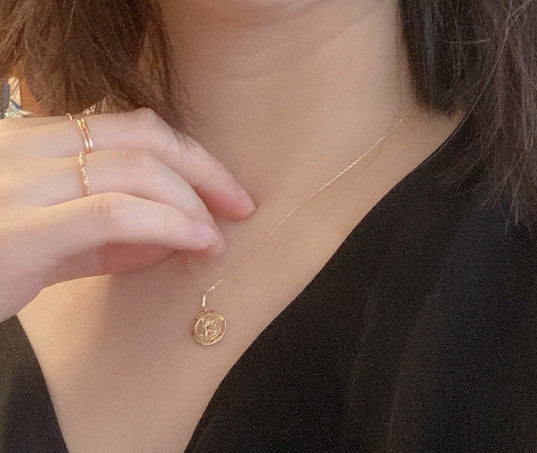 14K エンジェル コイン ペンダントトップ PT2263 ネックレスチャーム ゴールド イエローゴールド シンプル お守り 幸運 レディース メンズ ユニセックス ギフト ARTAUM 輸入セレクト