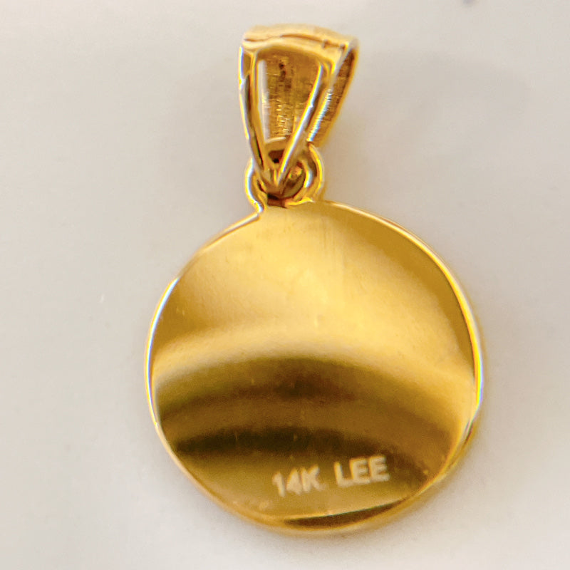 14K ゴールド スモールエンジェル ペンダントトップ ネックレス用 チャーム 丸型 コインモチーフ 天使デザイン ユニセックス ギフト