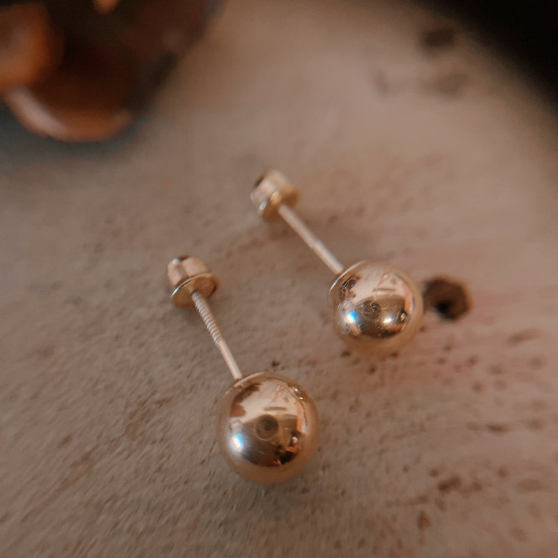 14K 直径6mm ボールスタッズ ピアス スクリューバック