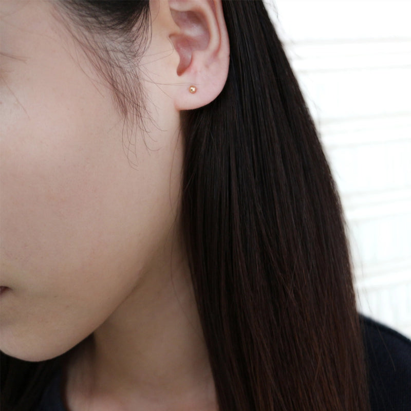 LA直輸入14K ピアス Ball Stud Pierce 3mm カリフォルニアゴールド 14金 資産価値 シンプル レディース メンズ プレゼント 本物 保証付き ST164