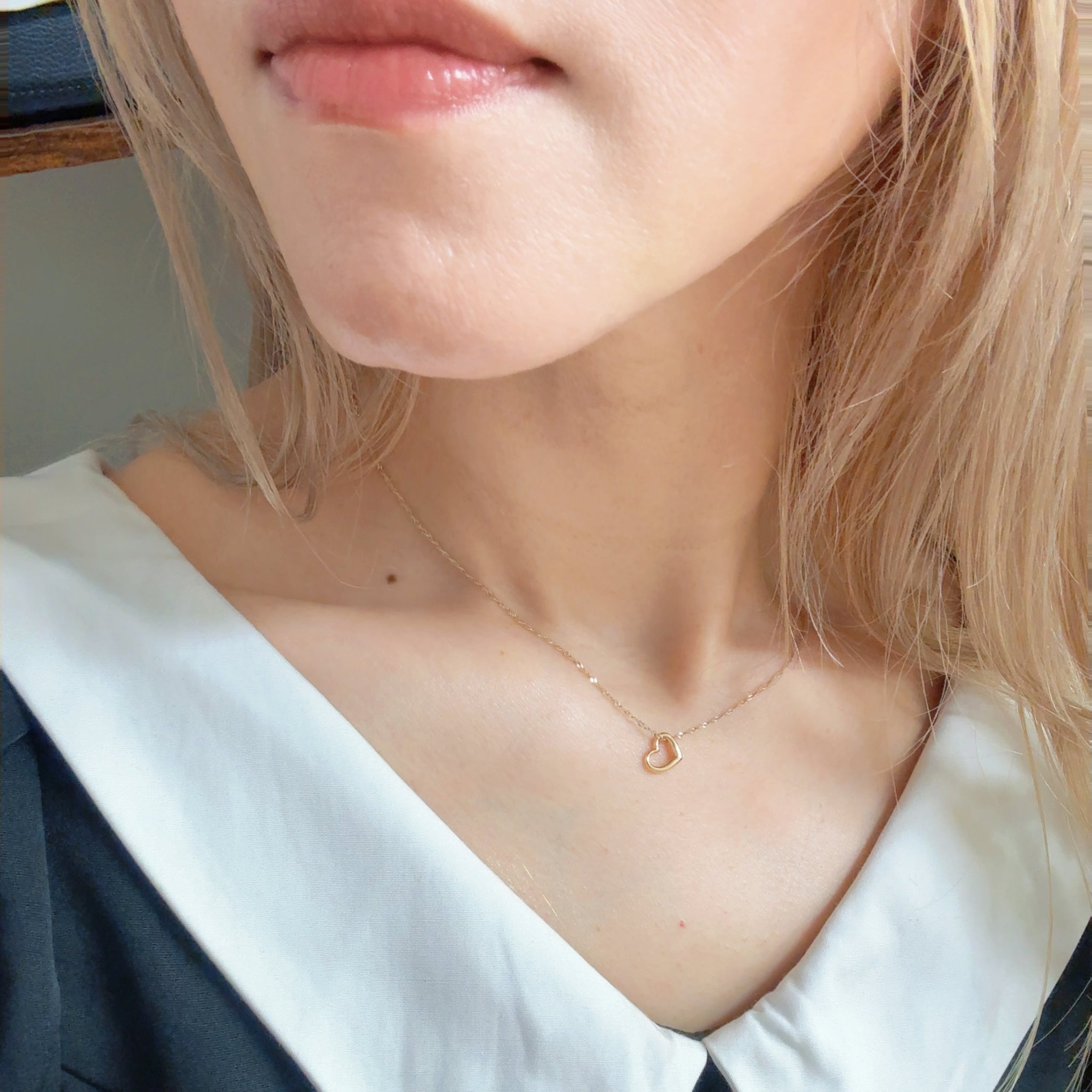 【14K 本物ゴールド】オープンハート ペンダントトップ 7.2×9mm/上品フォルムの抜け感ハート/デイリーに馴染むミニサイズ/ユニセックス/つけっぱなしOK/ギフト対応 BRF13106