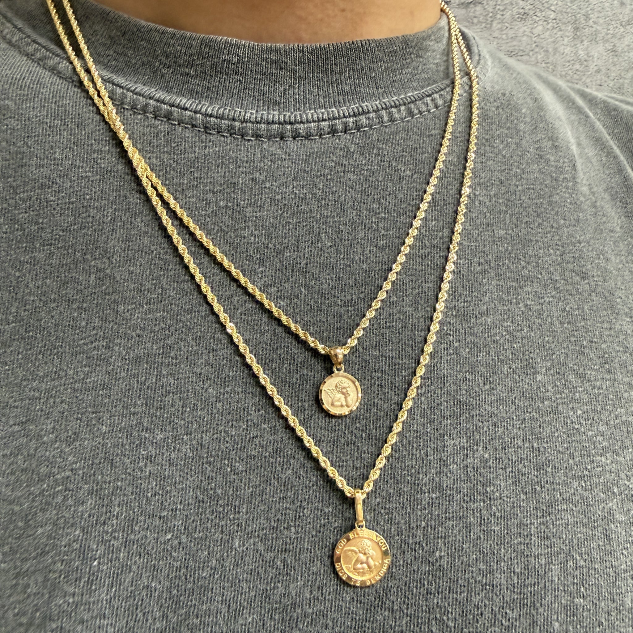 14K エンジェル コイン ペンダントトップ PT2263 ネックレスチャーム ゴールド イエローゴールド シンプル お守り 幸運 レディース メンズ ユニセックス ギフト ARTAUM 輸入セレクト