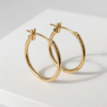 14K イエローゴールドフープピアス
