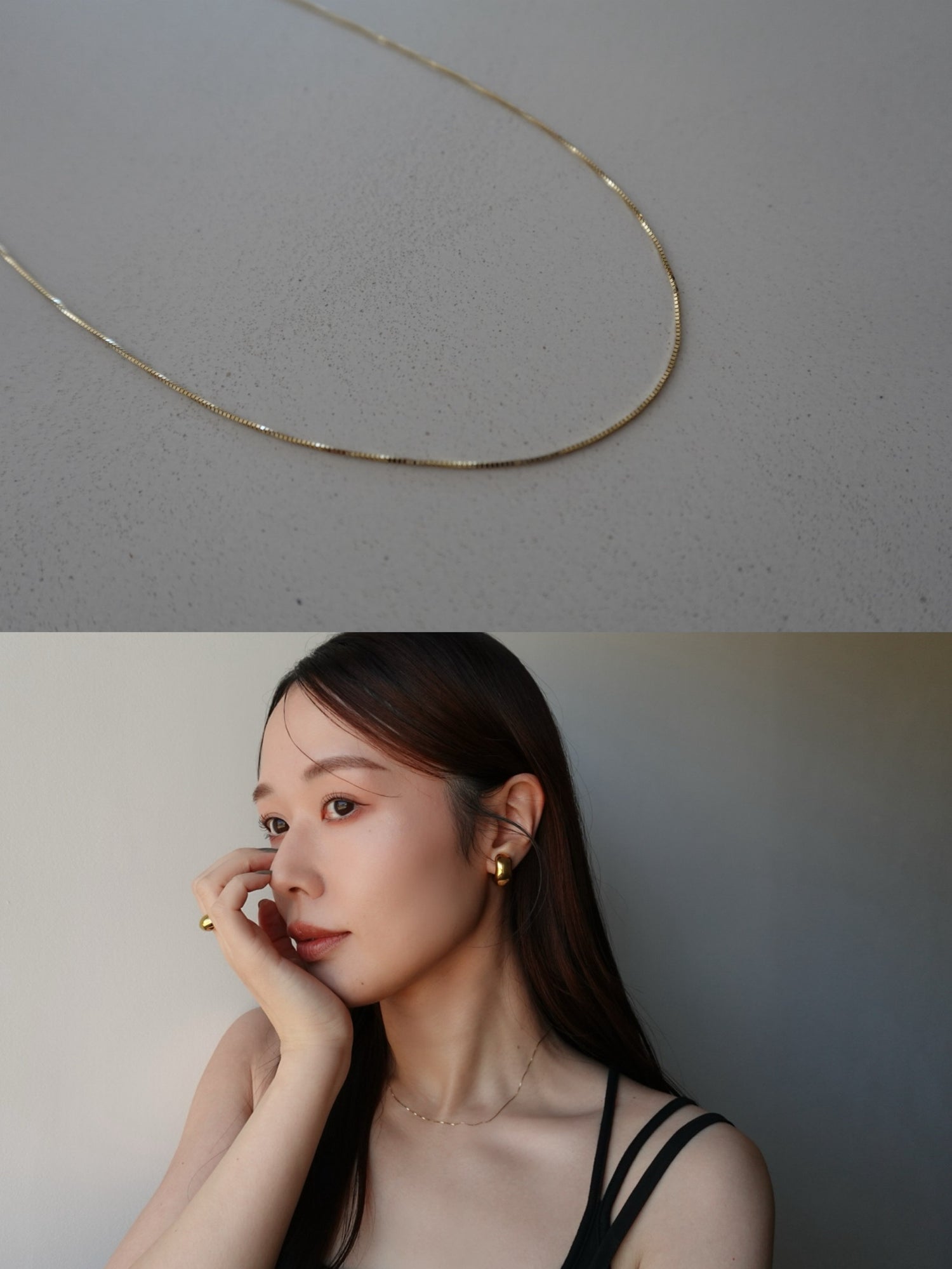ARTAUM 14K ゴールド ネックレス Boxチェーン 0.5mm 40cm CH258-16 メンズ レディース ユニセックス 本物 つけっぱなし シンプル 保証付き