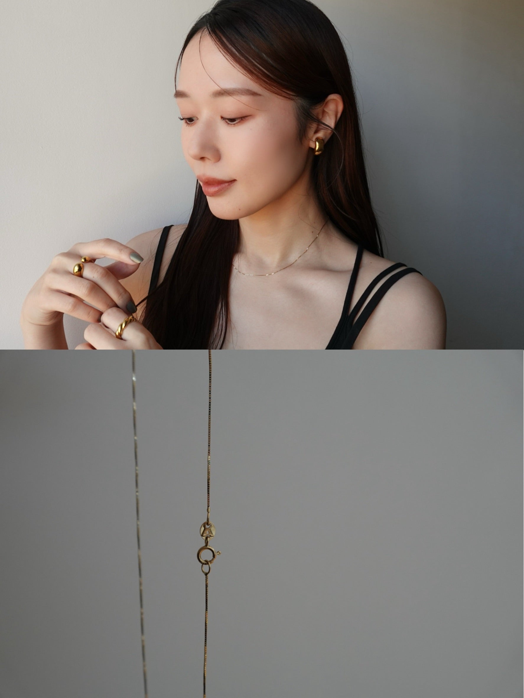 ARTAUM 14K ゴールド ネックレス Boxチェーン 0.5mm 40cm CH258-16 メンズ レディース ユニセックス 本物 つけっぱなし シンプル 保証付き