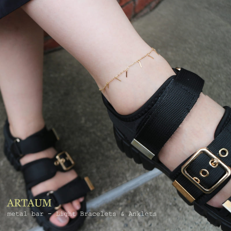 ARTAUM メタルバー アンクレット 調整可能なアジャスター付き 9”＋1
