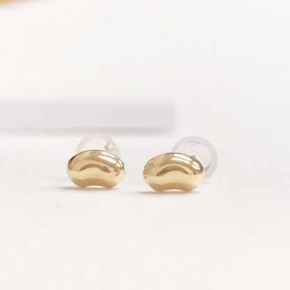 10金製 本物ゴールド 10K ビーンモチーフ ピアス Hana and Ruri シンプル 幸運 シリコンキャッチ プレゼント ギフト