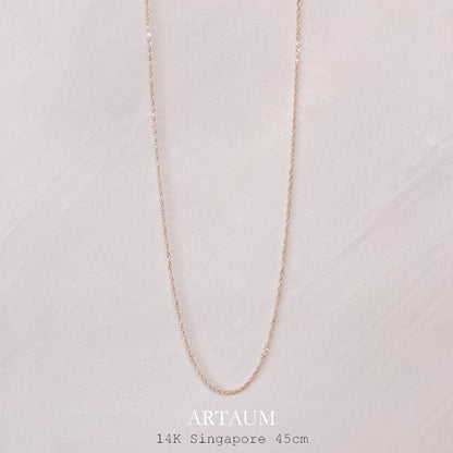 ARTAUM 0.9 mm幅 Singaporeチェーンネックレス 14K