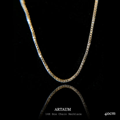 ARTAUM 14K ゴールド ネックレス Boxチェーン 0.6mm 45cm メンズ レディース ユニセックス 本物 シンプル つけっぱなし 保証付き CH257-18