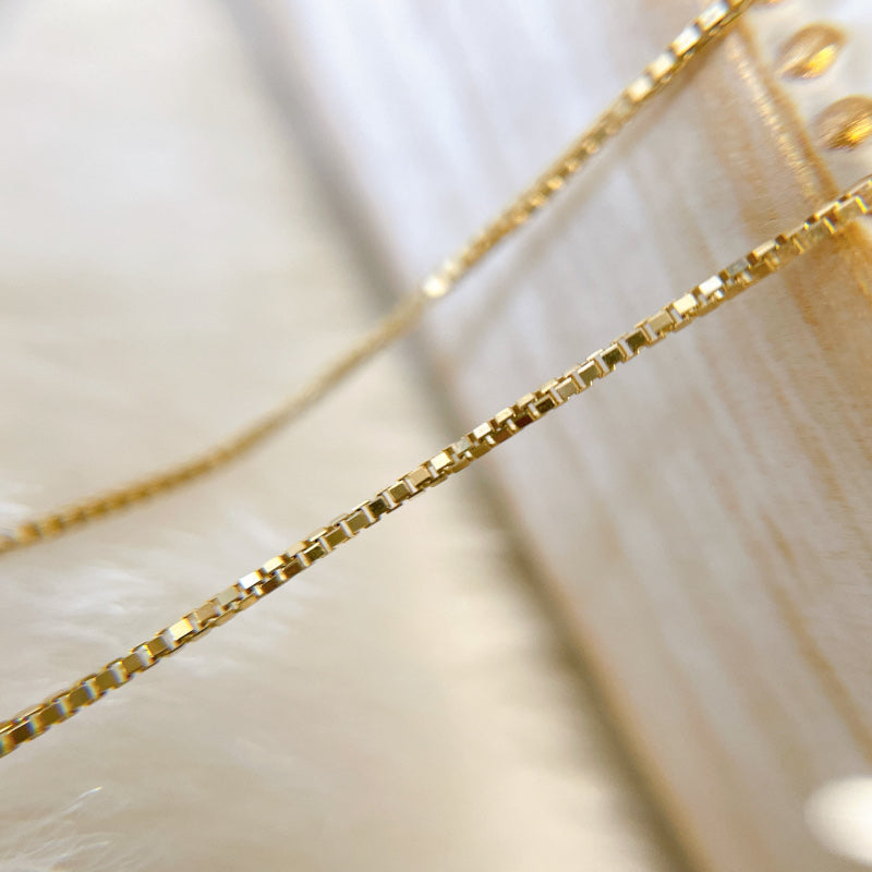 ARTAUM 14K ゴールド ネックレス Boxチェーン 0.6mm 45cm メンズ レディース ユニセックス 本物 シンプル つけっぱなし 保証付き CH257-18