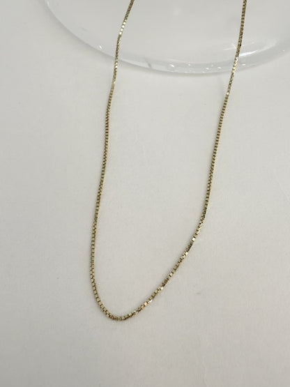 ARTAUM 14K ゴールド ネックレス Boxチェーン 0.6mm 45cm メンズ レディース ユニセックス 本物 シンプル つけっぱなし 保証付き CH257-18