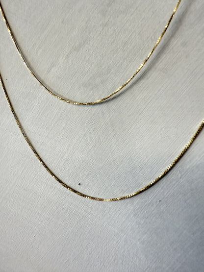ARTAUM 14K ゴールド ネックレス Boxチェーン 0.6mm 45cm メンズ レディース ユニセックス 本物 シンプル つけっぱなし 保証付き CH257-18