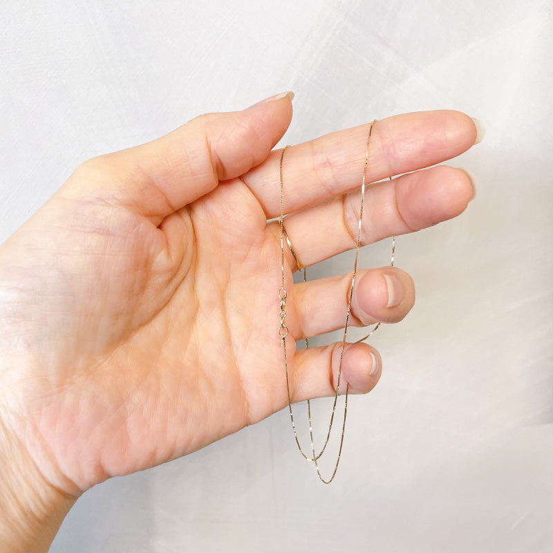 ARTAUM 14K ゴールド ネックレス Boxチェーン 0.5mm 50cm CH258-20 メンズ レディース ユニセックス 本物 つけっぱなし シンプル 保証付き