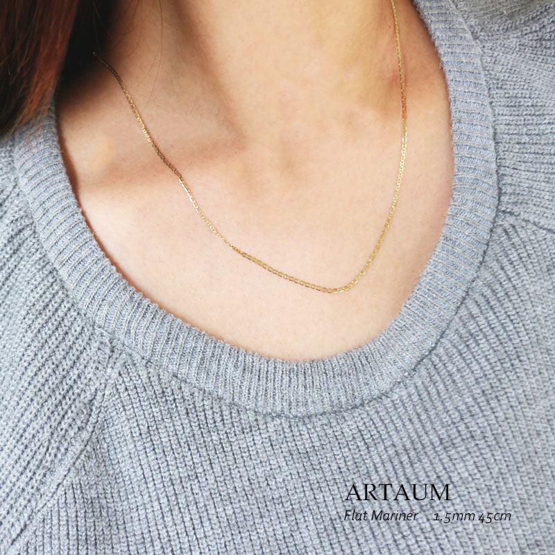 ARTAUM 1.5mm幅 Flat Marinerチェーンネックレス 14K