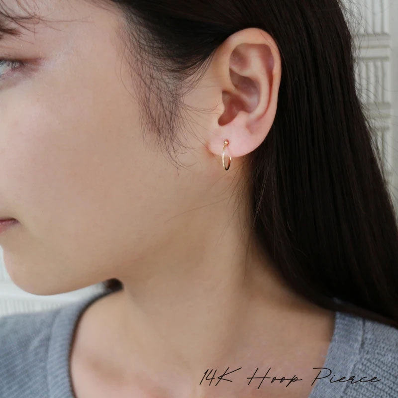 LA直輸入14K ピアス Hoop Pierce 1.0mm カリフォルニアゴールド 14金 イエローゴールド 資産価値 シンプル レディース メンズ プレゼント 本物 保証付き ER1909