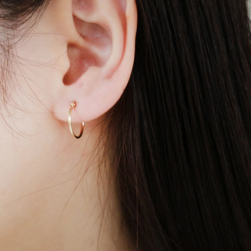 LA直輸入14K ピアス Hoop Pierce 1.0mm カリフォルニアゴールド 14金 イエローゴールド 資産価値 シンプル レディース メンズ プレゼント 本物 保証付き ER1909