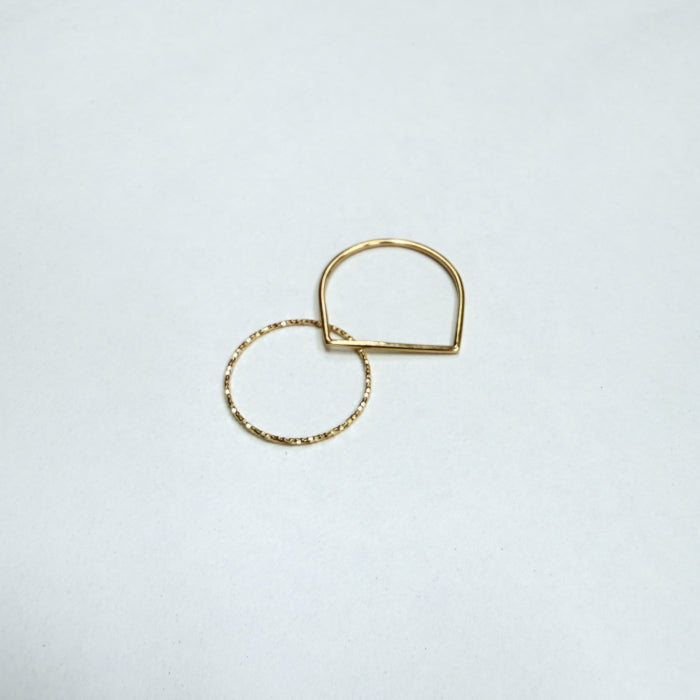 LA直輸入 14K ゴールドリング MTF3020-7 ストレートバー スタッキングリング US7 ユニセックス 指輪 華奢リング 重ね付け シンプル 本物 14金 ギフト保証付