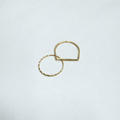 LA直輸入 14K ゴールドリング MTF3020-7 ストレートバー スタッキングリング US7 ユニセックス 指輪 華奢リング 重ね付け シンプル 本物 14金 ギフト保証付