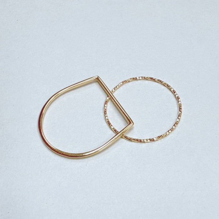 LA直輸入 14K ゴールドリング MTF3020-7 ストレートバー スタッキングリング US7 ユニセックス 指輪 華奢リング 重ね付け シンプル 本物 14金 ギフト保証付