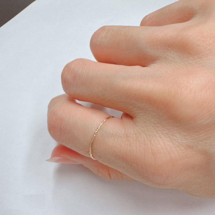 LA直輸入 14K ゴールド リング MTF-3022 スパークル ダイヤカット スタッカブルリング US6 0.75mm 華奢リング 重ね付け ユニセックス 指輪 人気 ギフト保証付