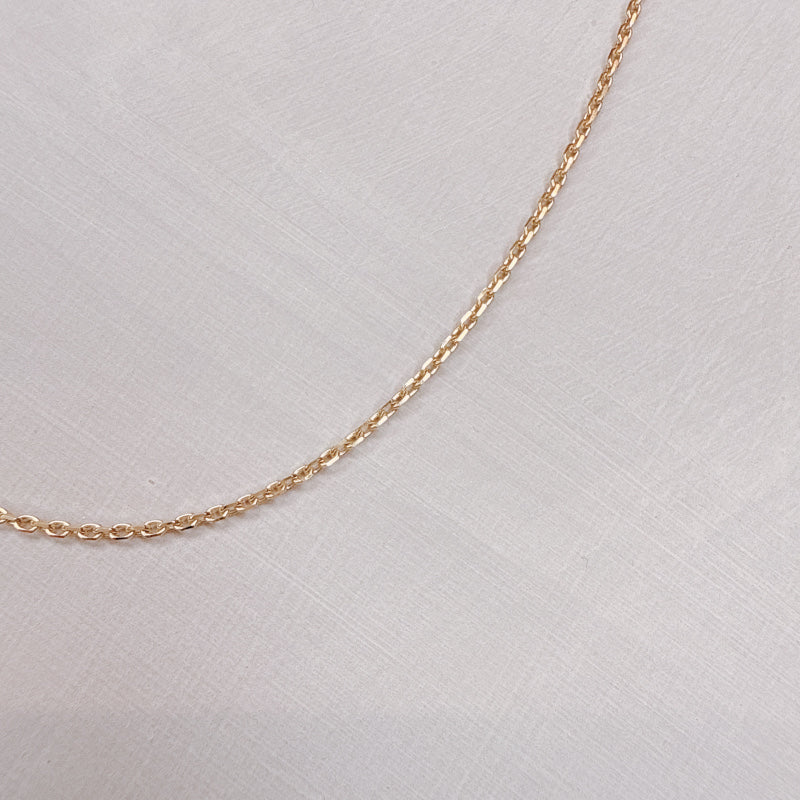 LA直輸入 10K カリフォルニアゴールド ロロチェーン 2面カット チェーンネックレス 45cm〜50cm アジャスタブル NE024-18 メンズ レディース 華奢 シンプル 資産価値 本物 保証付き