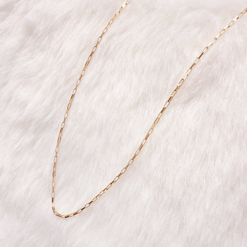 【つけっぱなしOK】直輸入10金 アメリカ製 ゴールドチェーンネックレス 10K Flat Square Cable Chain NE027-18/普段着に合うジュエリーNo.1/45cm/レディース/メンズ/10K/資産価値/シンプル/本物/保証付き/華奢
