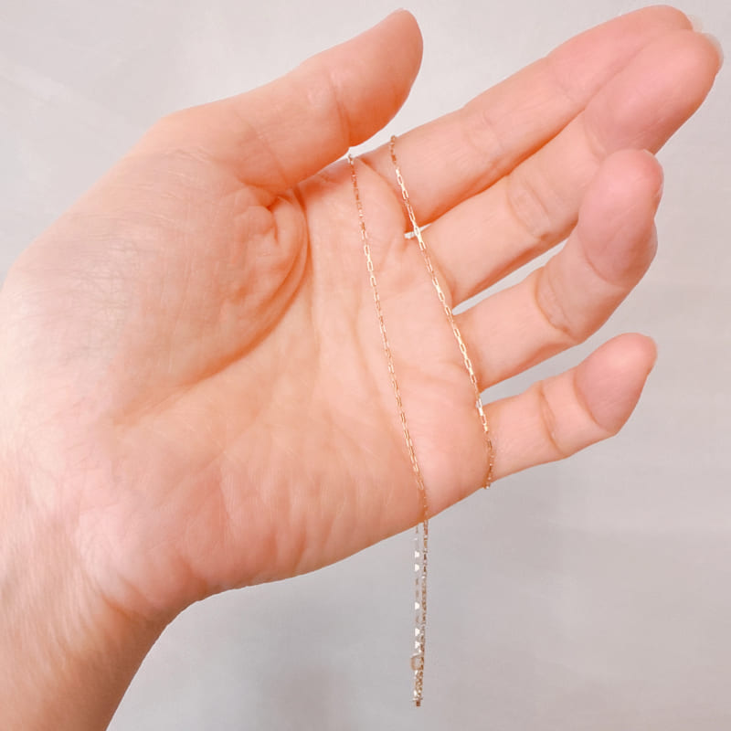 【つけっぱなしOK】直輸入10金 アメリカ製 ゴールドチェーンネックレス 10K Flat Square Cable Chain NE027-18/普段着に合うジュエリーNo.1/45cm/レディース/メンズ/10K/資産価値/シンプル/本物/保証付き/華奢