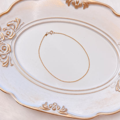 ARTAUM 普段着に合うジュエリー直輸入 14K Gold Yellow 1.0mm Beveled/Double Diamond Cut Hollow Oval Cable Chain NE040/ブレスレット/17cm/レディース/ユニセックス/14K/資産価値/華奢