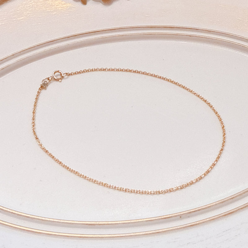 ARTAUM 普段着に合うジュエリー直輸入 14K Gold Yellow 1.0mm Beveled/Double Diamond Cut Hollow Oval Cable Chain NE040/ブレスレット/17cm/レディース/ユニセックス/14K/資産価値/華奢