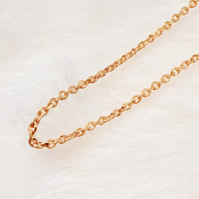 ARTAUM 普段着に合うジュエリー直輸入 14K Gold Yellow 1.0mm Beveled/Double Diamond Cut Hollow Oval Cable Chain NE040/ブレスレット/17cm/レディース/ユニセックス/14K/資産価値/華奢