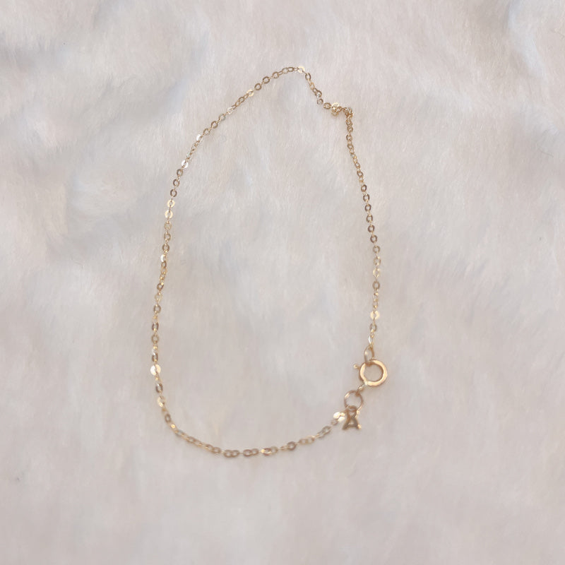 ARTAUM 普段着に合うジュエリー LA直輸入 14K ブレスレット Gold Flat Shiny 1.1mm Oval Link Cable Chain NE042 17cm レディース ユニセックス 資産価値 華奢 シンプル 本物 保証付き