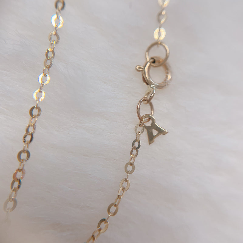 ARTAUM 普段着に合うジュエリー LA直輸入 14K ブレスレット Gold Flat Shiny 1.1mm Oval Link Cable Chain NE042 17cm レディース ユニセックス 資産価値 華奢 シンプル 本物 保証付き