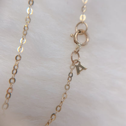 ARTAUM 普段着に合うジュエリー LA直輸入 14K ブレスレット Gold Flat Shiny 1.1mm Oval Link Cable Chain NE042 17cm レディース ユニセックス 資産価値 華奢 シンプル 本物 保証付き