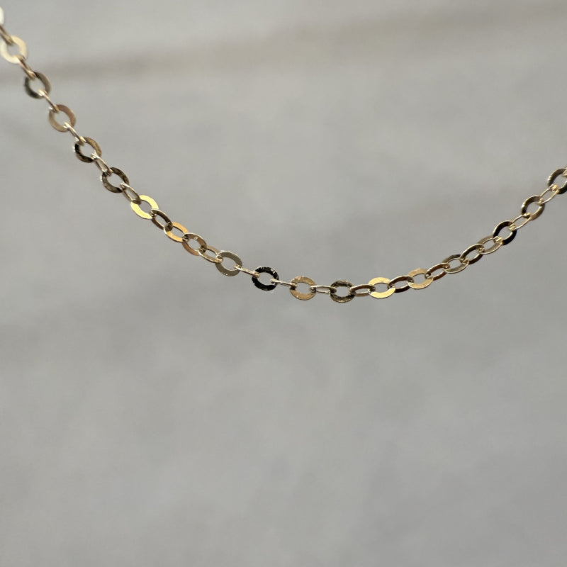 ARTAUM 普段着に合うジュエリー直輸入 14K ネックレス NAF1120 Gold Flat Shiny 1.1mm Oval Link Cable Chain 40cm NE044-16 レディース 資産価値 華奢 シンプル 本物 保証付き