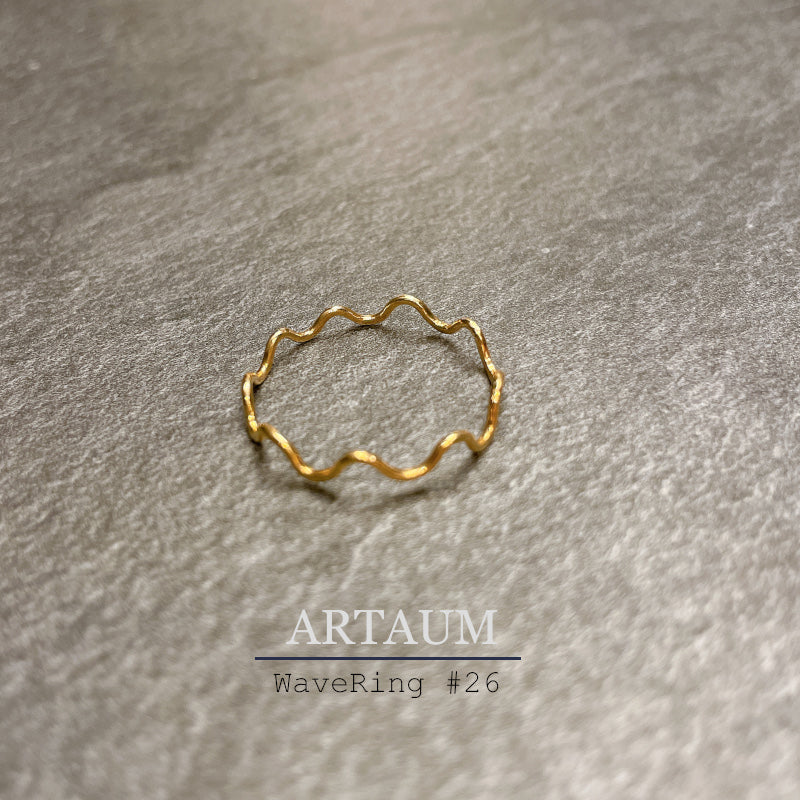 ARTAUM 14K 14金 レディース メンズ ゴールド リング WaveRing 26号 NE012-26 華奢 シンプル 極細 つけっぱなし デザインリング