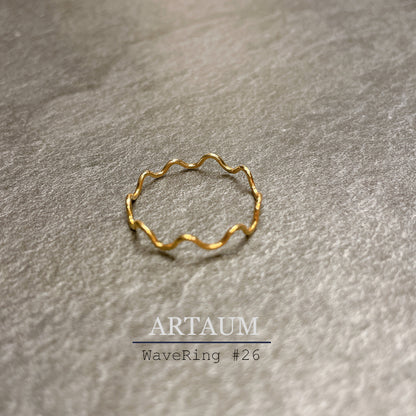 ARTAUM 14K 14金 レディース メンズ ゴールド リング WaveRing 26号 NE012-26 華奢 シンプル 極細 つけっぱなし デザインリング