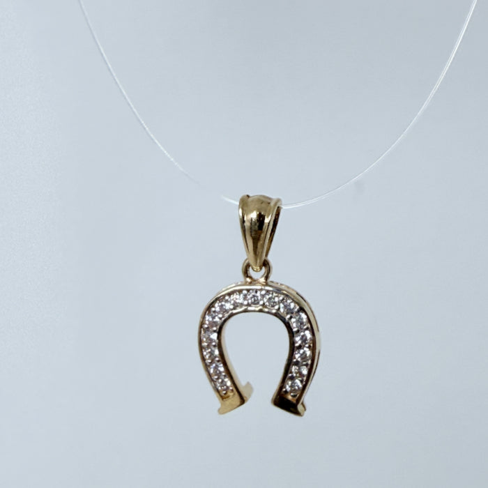 LA直輸入14K カリフォルニアゴールド 蹄 Hoof ペンダントトップ PT1634 チャーム 14金 資産価値 シンプル レディース メンズ プレゼント 本物 ラッキーシンボル お守り ペット 幸運 保証付き